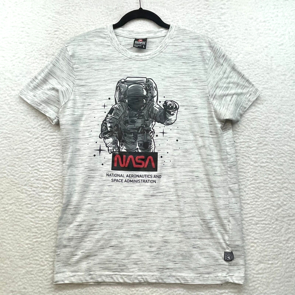 Southpole Shirt Mens Large Gray NASA Astronaut Tee Casual Space Graphic Adult